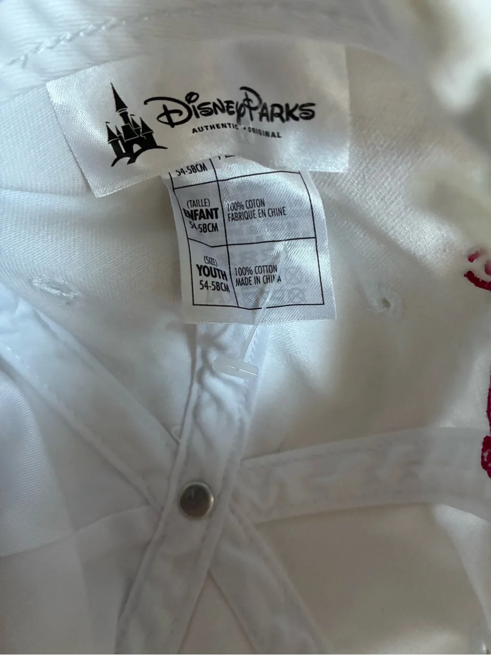 Disney Parks Princess Youth Baseball Cap White Pink Rhinestone Heart Hat 54-58cm